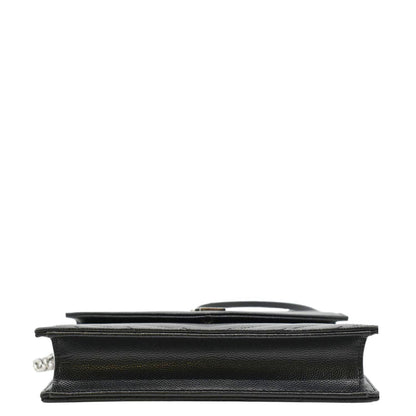 YVES SAINT LAURENT WOC Cassandre Grain De Poudre Chain Crossbody Bag Black