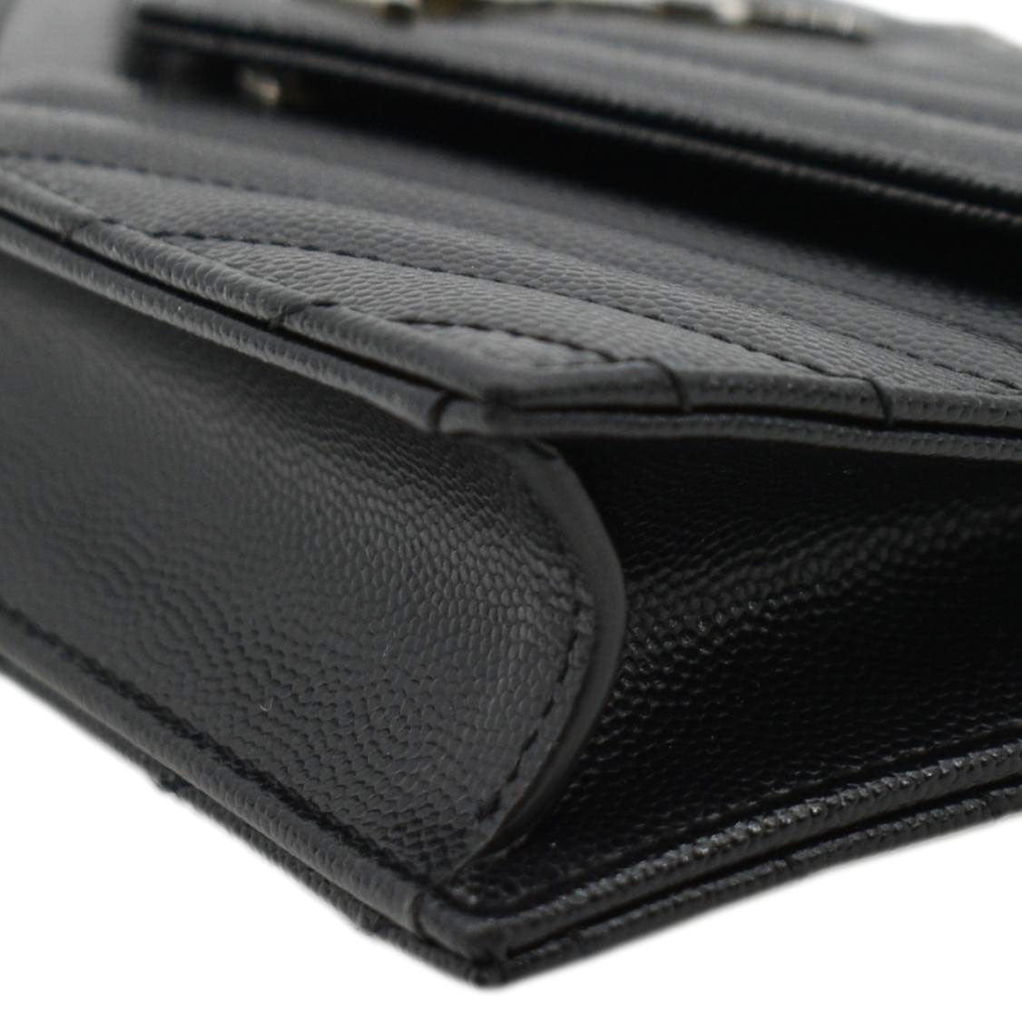 YVES SAINT LAURENT WOC Cassandre Grain De Poudre Chain Crossbody Bag Black