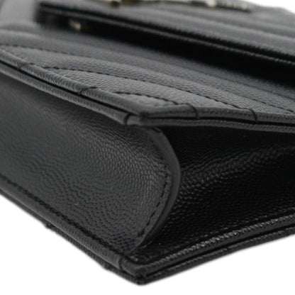 YVES SAINT LAURENT WOC Cassandre Grain De Poudre Chain Crossbody Bag Black