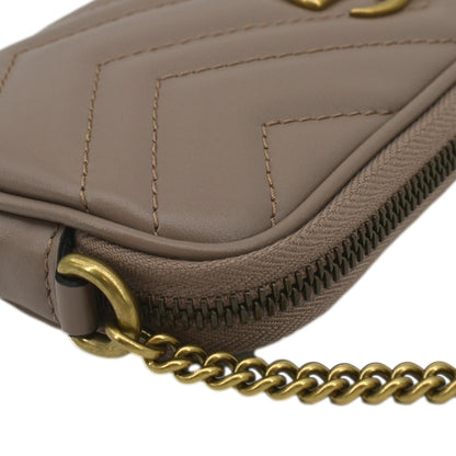 GUCCI Mini GG Marmont Chain Leather Crossbody Bag Dusty Pink 598596