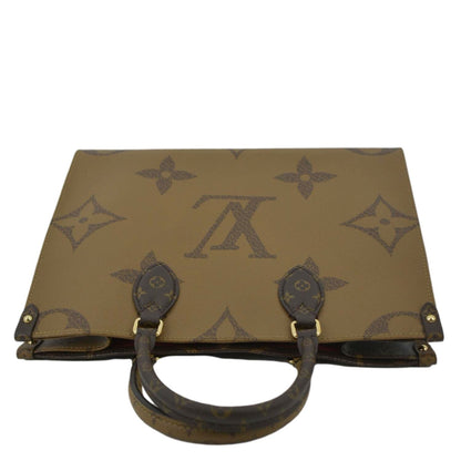 LOUIS VUITTON Onthego MM Giant Monogram Canvas Tote Shoulder Bag Brown