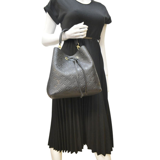 LOUIS VUITTON NeoNoe MM Monogram Empreinte Leather Shoulder Bag Black
