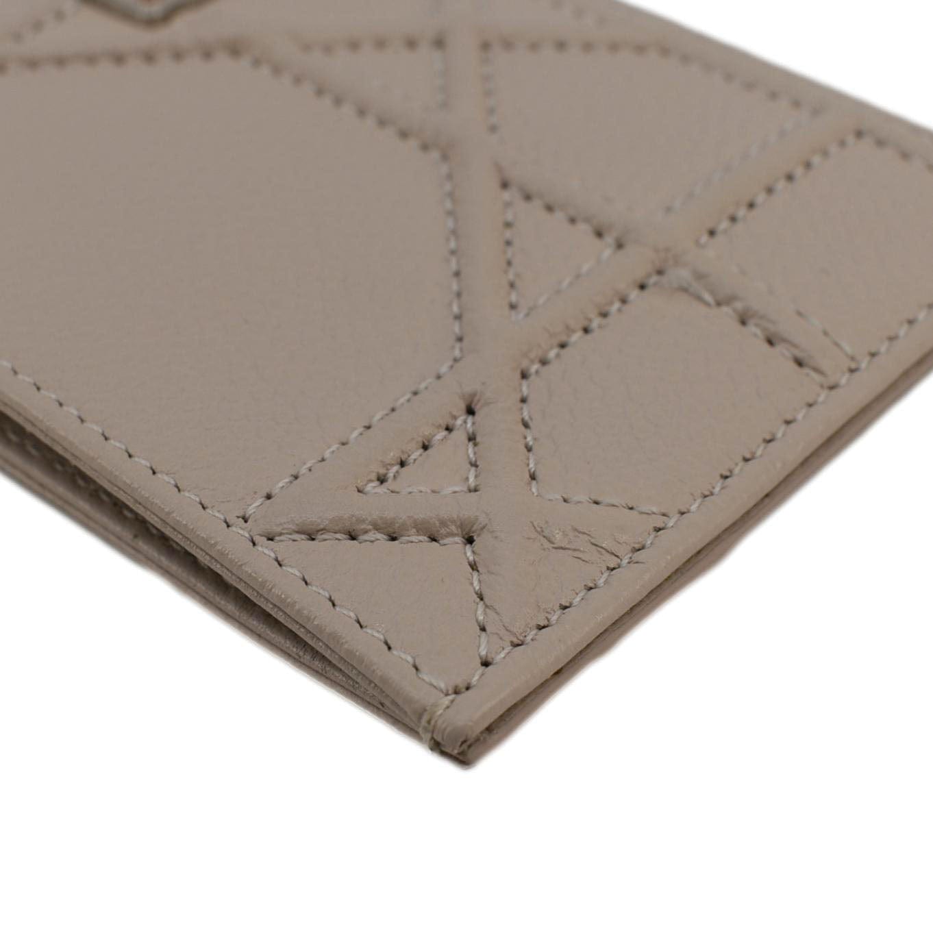 CHRISTIAN DIOR Diorama Cannage Leather Card Holder Light Beige