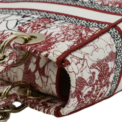 CHRISTIAN DIOR Lady D-Lite Medium Diormour D-Royaume dAmour Motif Canvas Crossbody Bag Multicolor