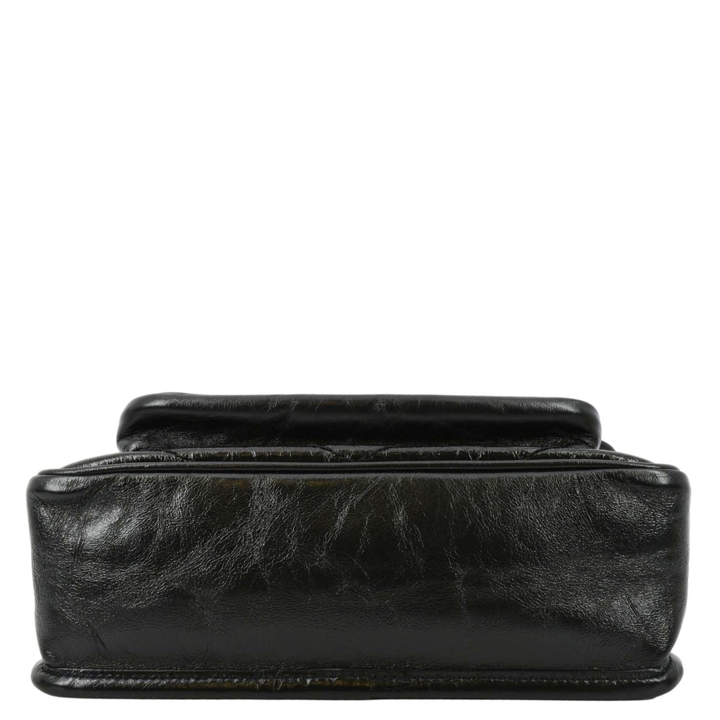 YVES SAINT LAURENT Niki Baby Crinkle Leather Shoulder Bag Black