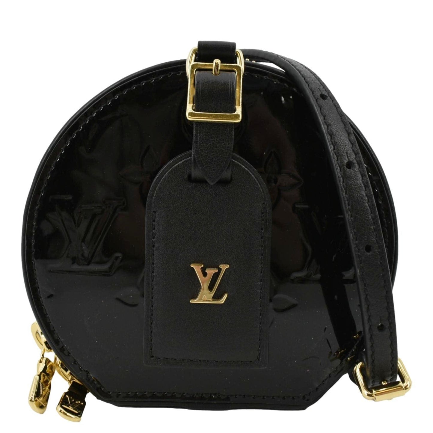 LOUIS VUITTON Boite Chapeau Souple Mini Monogram Vernis Shoulder Bag Black