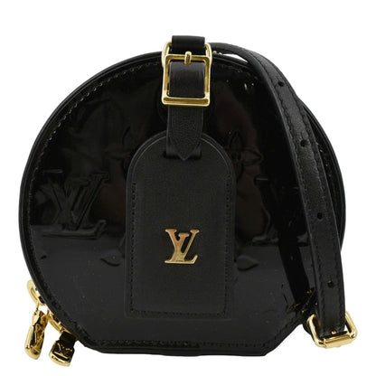 LOUIS VUITTON Boite Chapeau Souple Mini Monogram Vernis Shoulder Bag Black