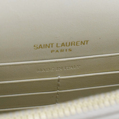 YVES SAINT LAURENT Sunset Crocodile Embossed Leather Crossbody Bag Ivory