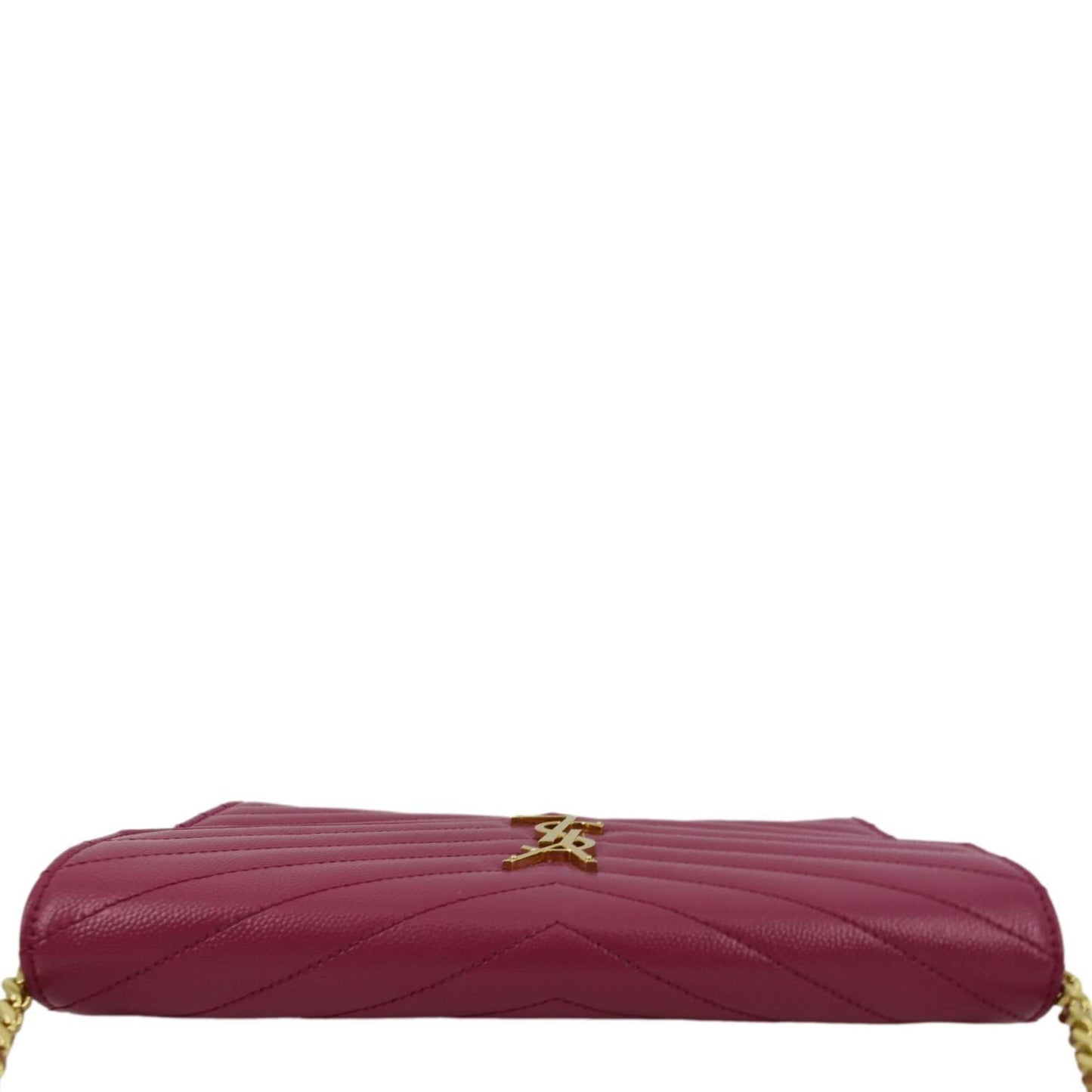 YVES SAINT LAURENT Cassandre Matelasse Chain Wallet Crossbody Bag Fuchsia