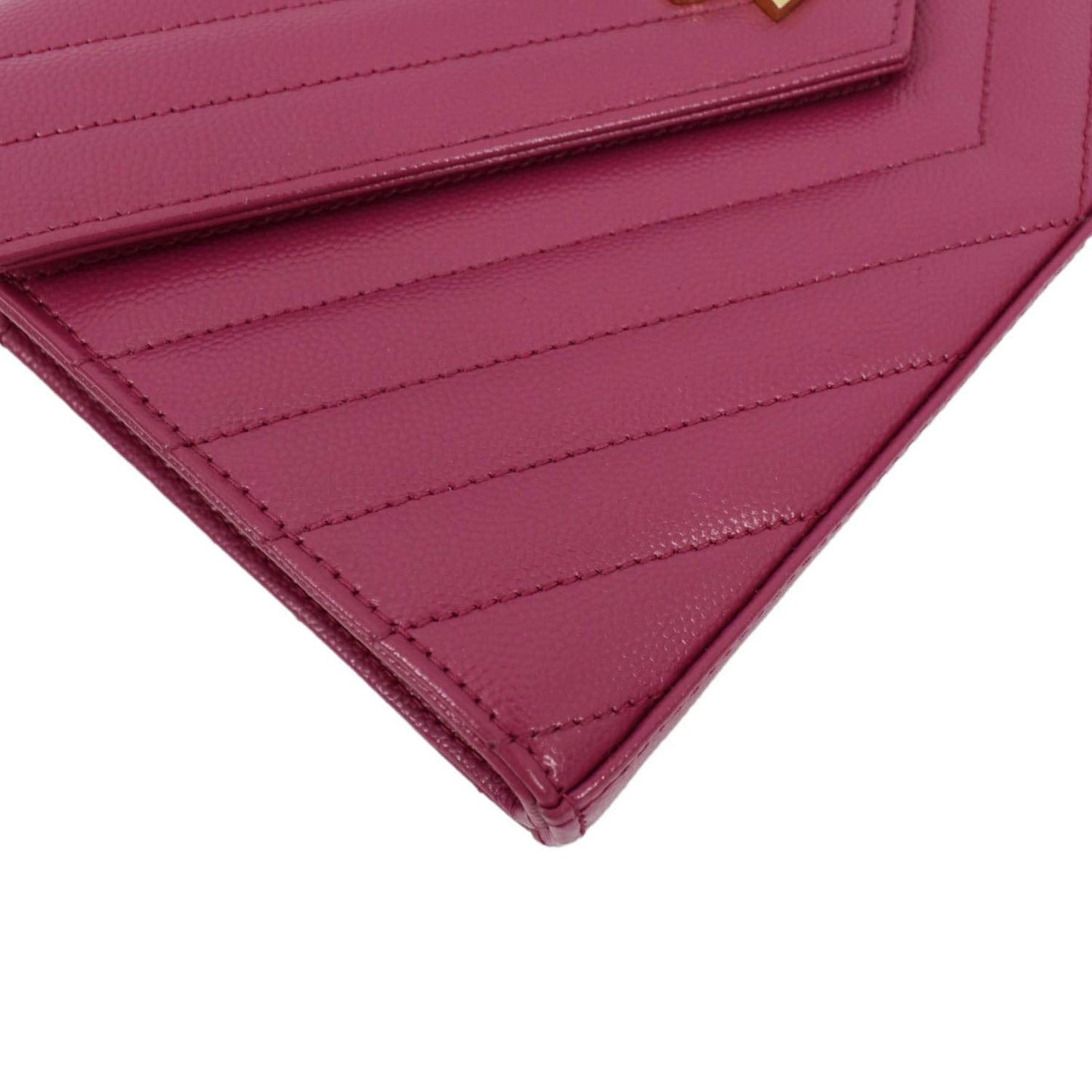 YVES SAINT LAURENT Cassandre Matelasse Chain Wallet Crossbody Bag Fuchsia