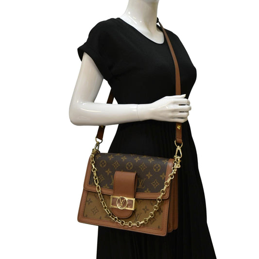 LOUIS VUITTON Dauphine MM Monogram Reverse Canvas Shoulder Bag Brown