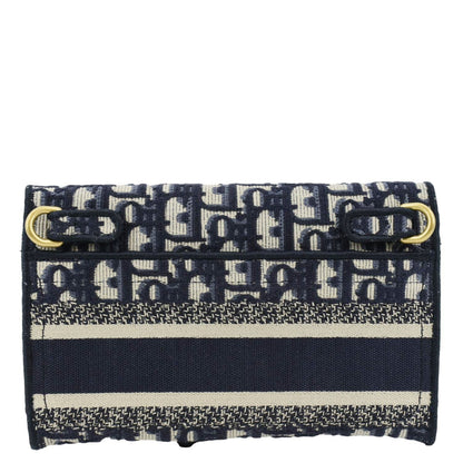 CHRISTIAN DIOR Saddle Oblique Canvas Belt Bag Navy Blue