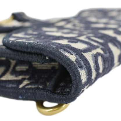 CHRISTIAN DIOR Saddle Oblique Canvas Belt Bag Navy Blue