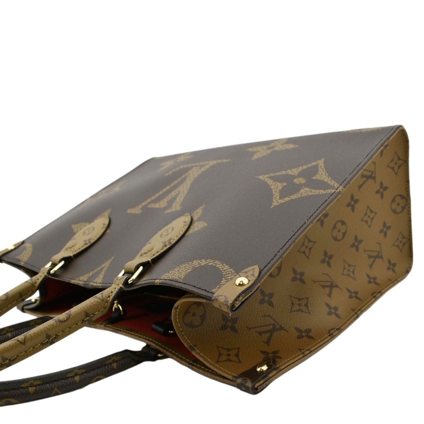 LOUIS VUITTON Onthego MM Giant Monogram Canvas Tote Shoulder Bag Brown