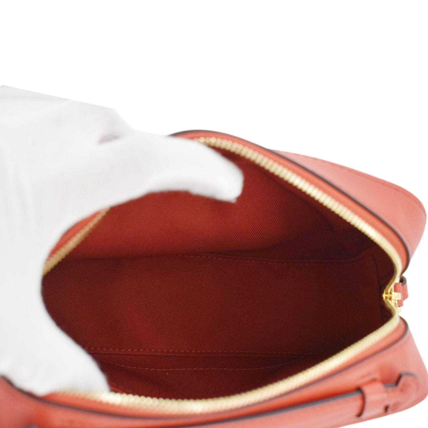 LOUIS VUITTON Saintonge Monogram Canvas Crossbody Bag Coquelicot