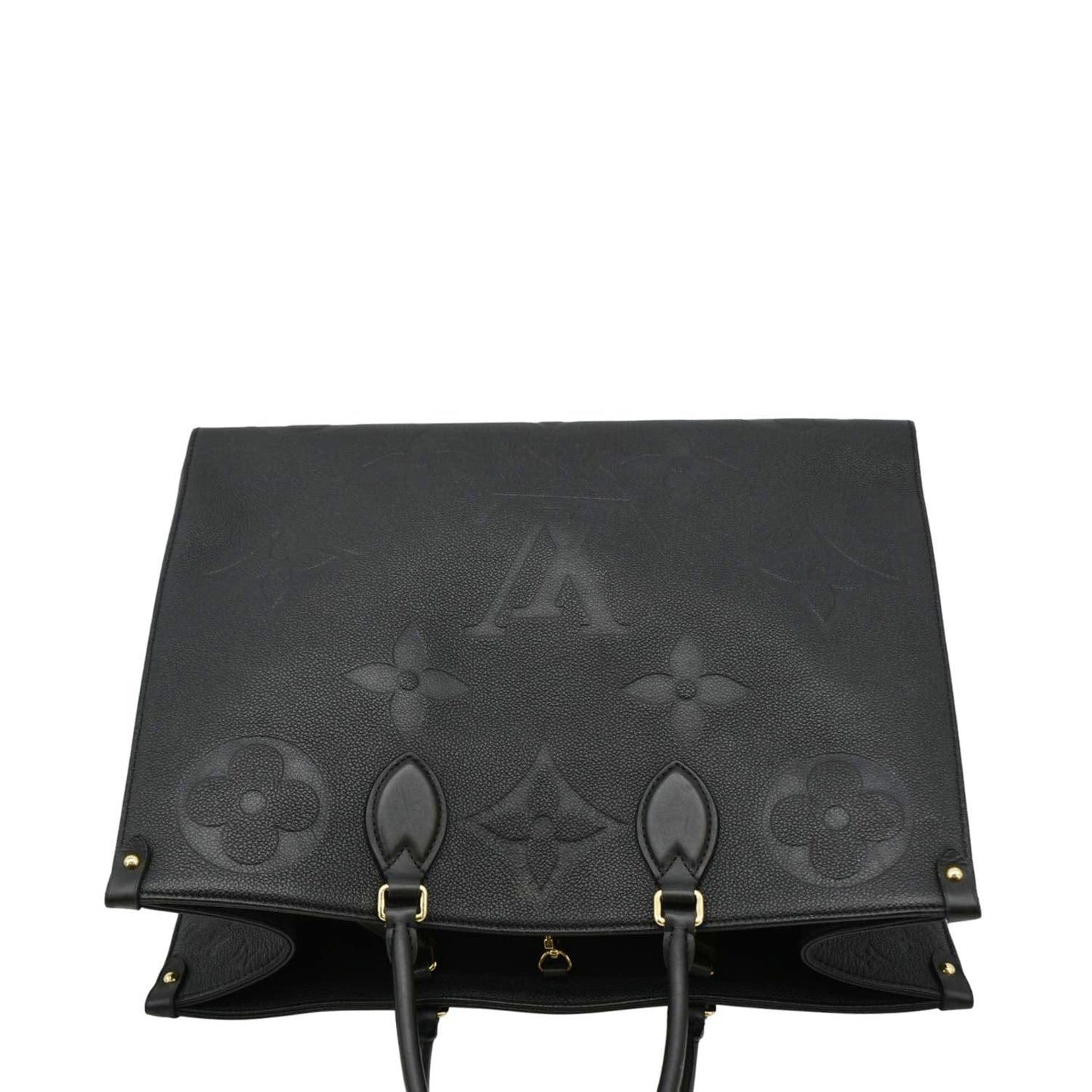 LOUIS VUITTON Onthego GM Monogram Empreinte Leather Tote Shoulder Bag Black