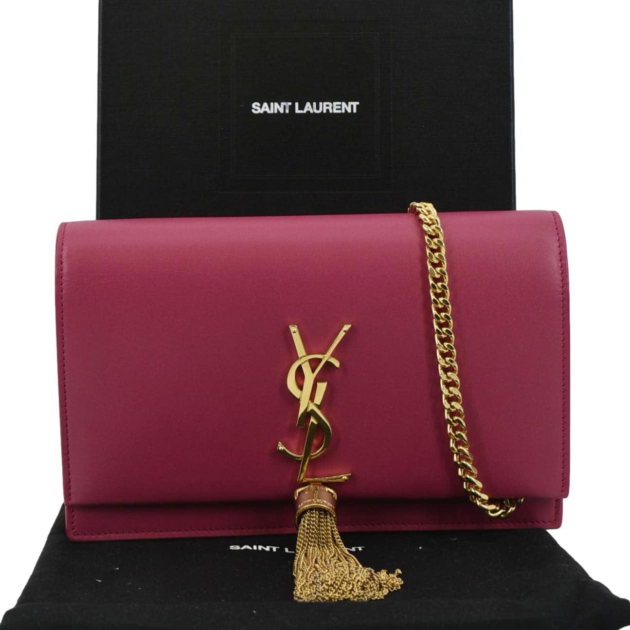 YVES SAINT LAURENT Kate Small Smooth Leather Crossbody Bag Hot Pink