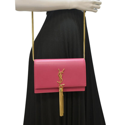 YVES SAINT LAURENT Kate Small Smooth Leather Crossbody Bag Hot Pink