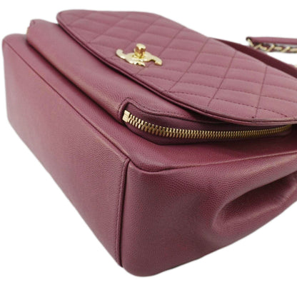 CHANEL Business Affinity Medium Flap Quilted Caviar Shoulder Bag Pink