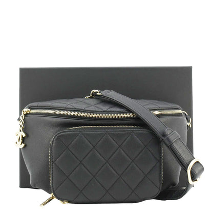 CHANEL Affinity Quilted Caviar Leather Waist Belt Bag Black