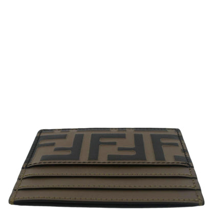 Fendi Quilted FF Leather Card Holder Brown