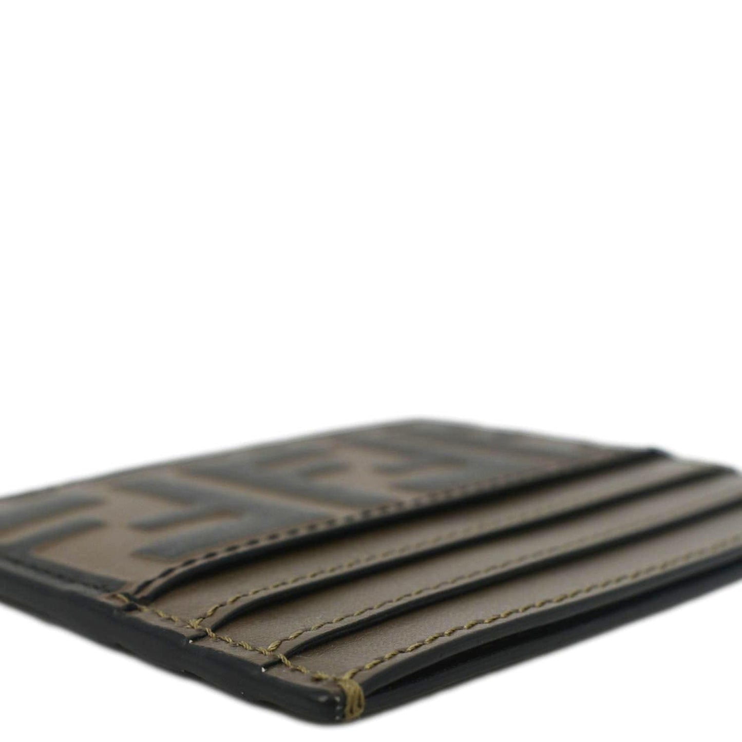 Fendi Quilted FF Leather Card Holder Brown