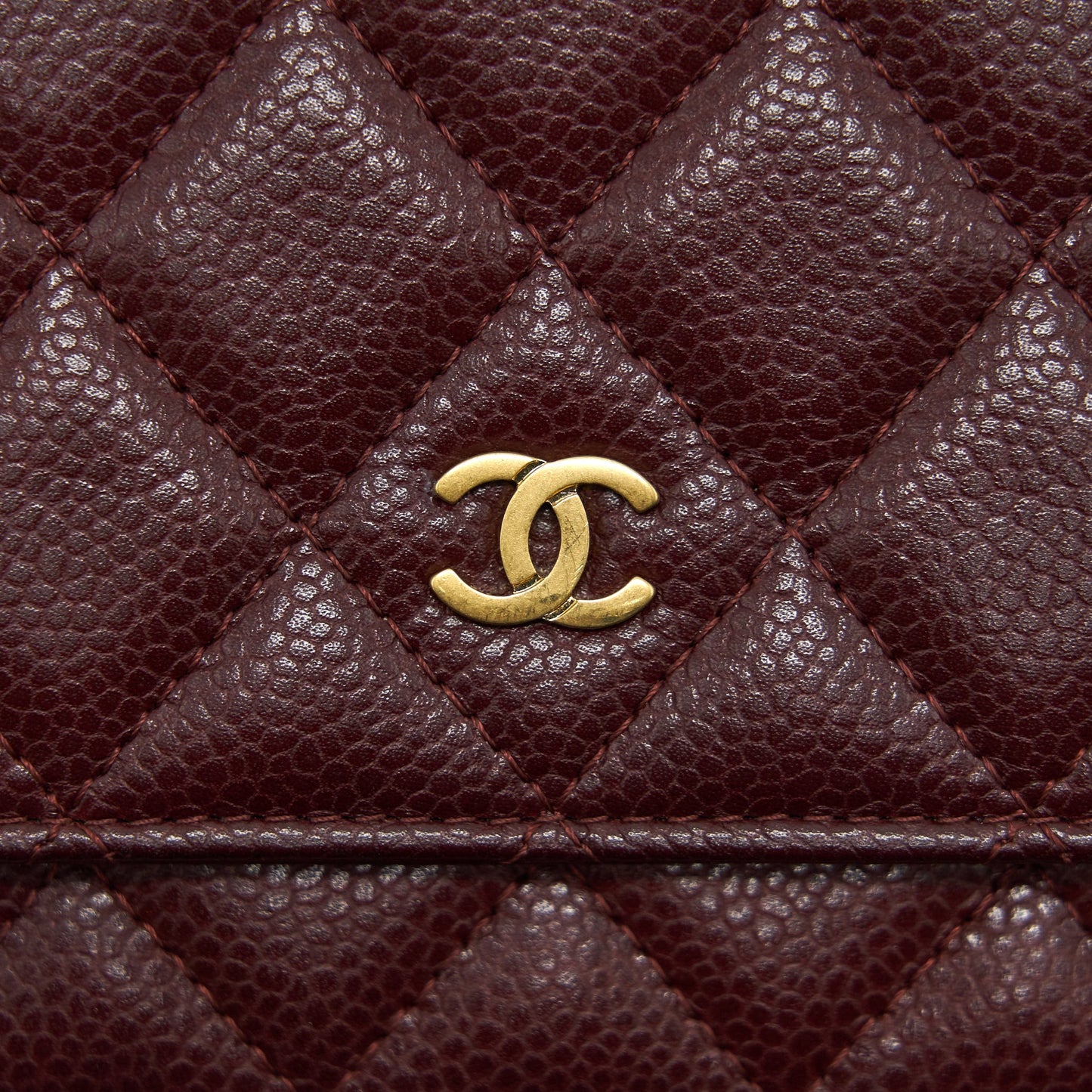 Chanel Burgundy Wallet on Chain Caviar