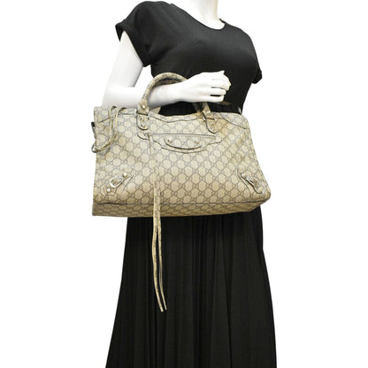 GUCCI X BALENCIAGA The Hacker Project Neo GG Supreme Tote Bag Beige 681695