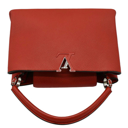 LOUIS VUITTON Capucines MM Taurillon Leather Satchel Bag Orange