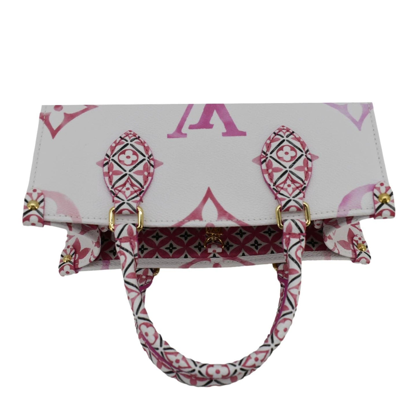 LOUIS VUITTON Onthego PM By The Pool Giant Monogram Canvas Tote Bag Pink