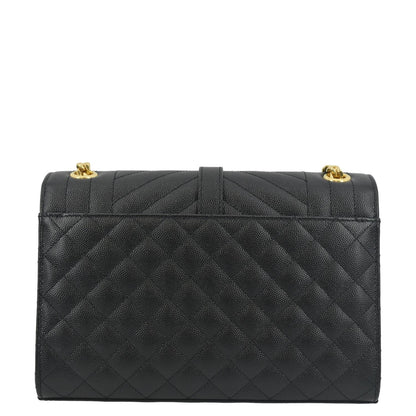 YVES SAINT LAURENT Small Envelope Matelassé Leather Shoulder Bag Black