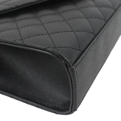 YVES SAINT LAURENT Small Envelope Matelassé Leather Shoulder Bag Black