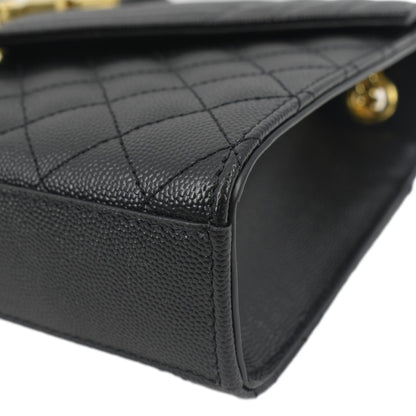 YVES SAINT LAURENT Small Envelope Matelassé Leather Shoulder Bag Black