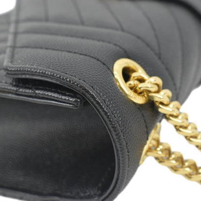 YVES SAINT LAURENT Small Envelope Matelassé Leather Shoulder Bag Black