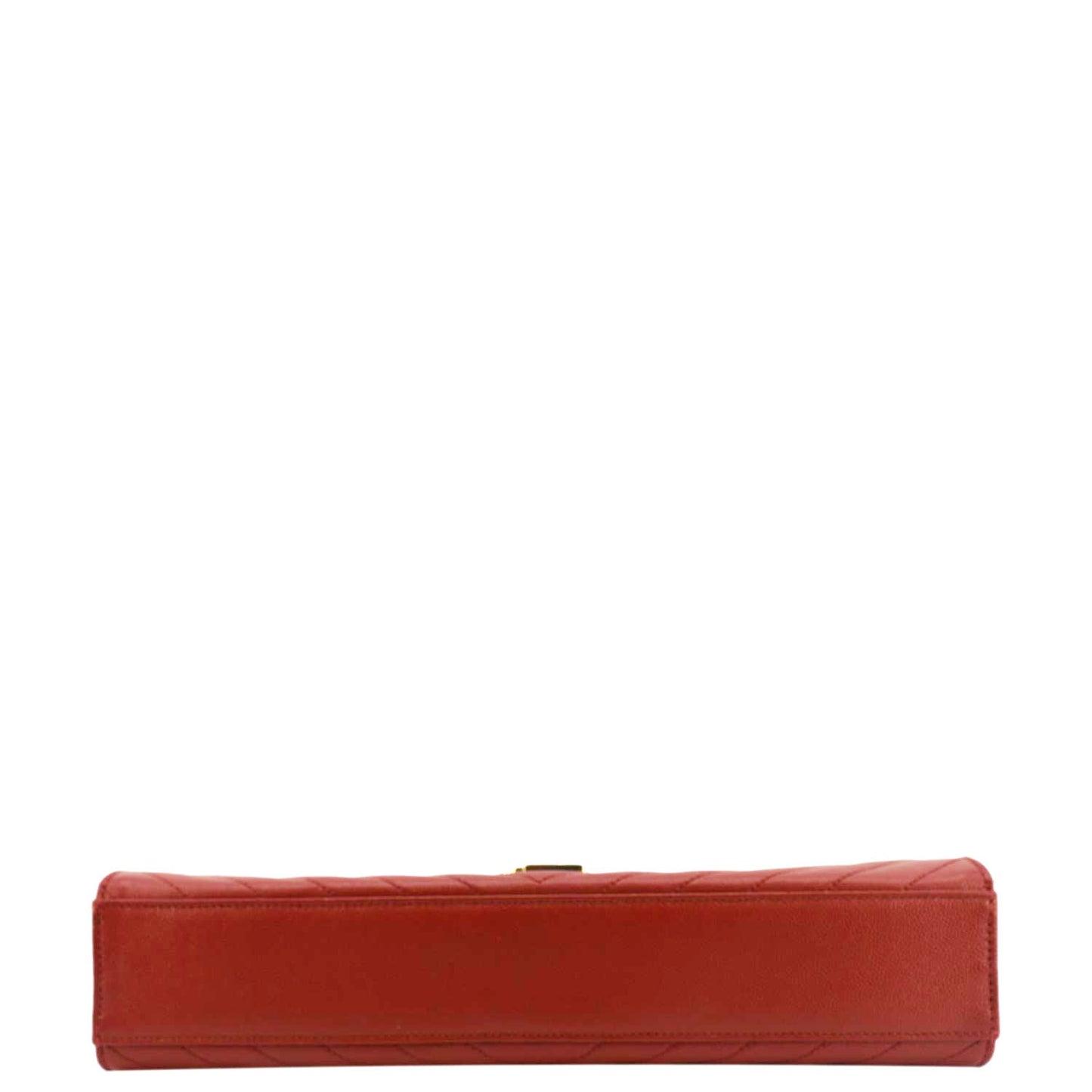 YVES SAINT LAURENT Large Envelope Chevron Quilted Leather Chain Shoulder Bag Red