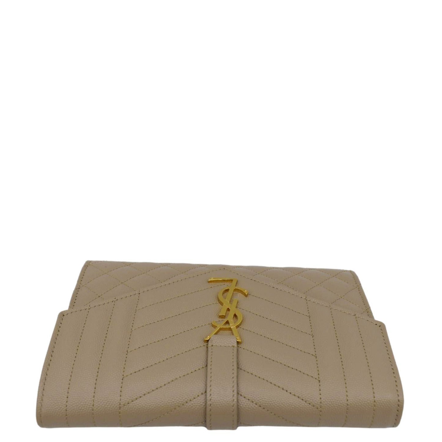 YVES SAINT LAURENT Envelope Flap Matelasse Leather Shoulder Bag Beige