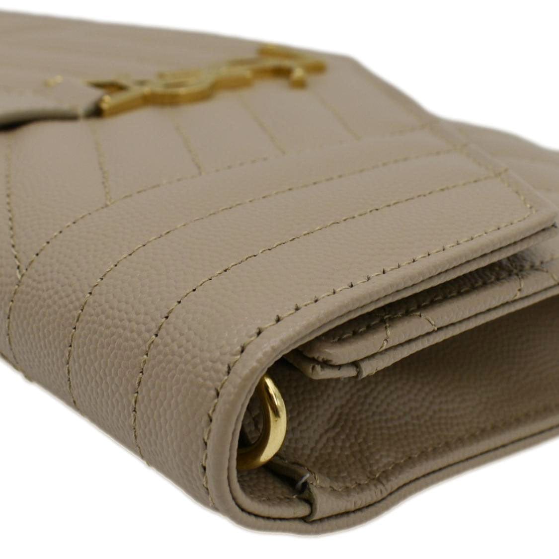 YVES SAINT LAURENT Envelope Flap Matelasse Leather Shoulder Bag Beige