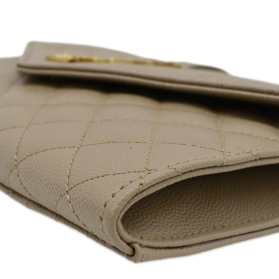 YVES SAINT LAURENT Envelope Flap Matelasse Leather Shoulder Bag Beige