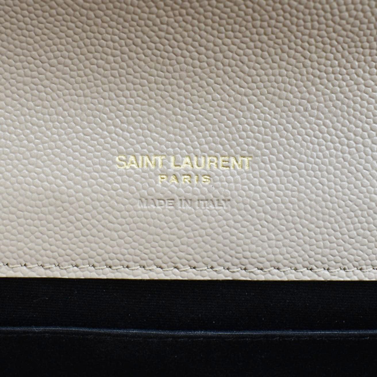 YVES SAINT LAURENT Envelope Flap Matelasse Leather Shoulder Bag Beige