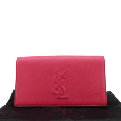 YVES SAINT LAURENT Belle de Jour Leather Clutch Bag Fuchsia