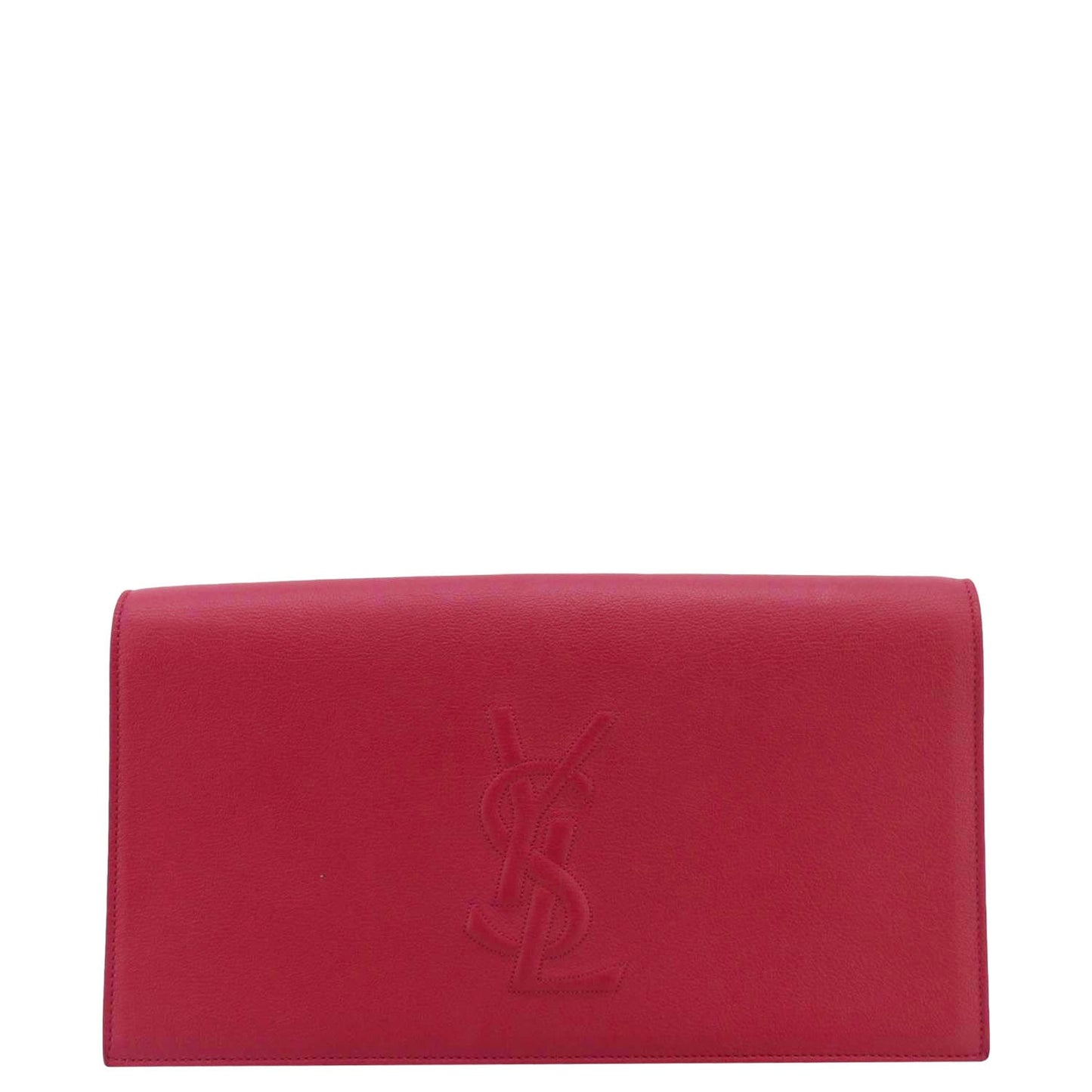 YVES SAINT LAURENT Belle de Jour Leather Clutch Bag Fuchsia