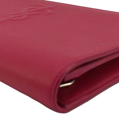 YVES SAINT LAURENT Belle de Jour Leather Clutch Bag Fuchsia