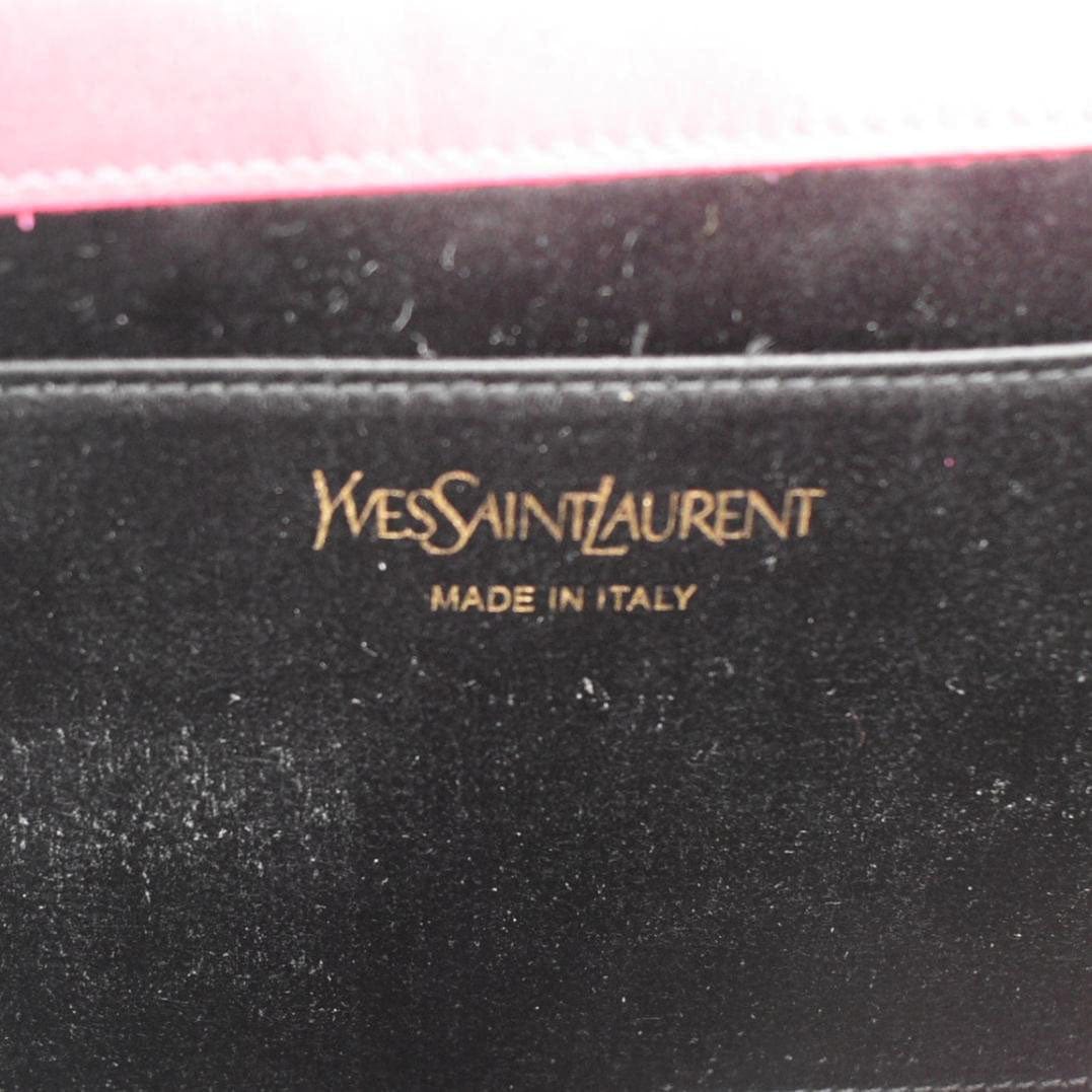 YVES SAINT LAURENT Belle de Jour Leather Clutch Bag Fuchsia