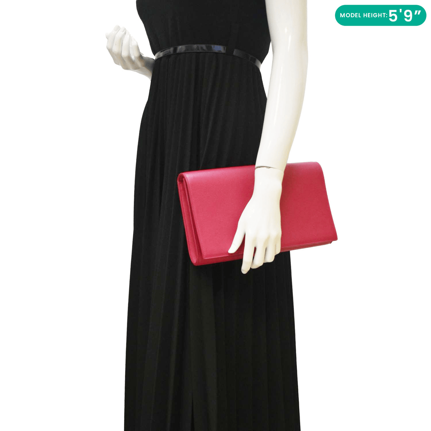 YVES SAINT LAURENT Belle de Jour Leather Clutch Bag Fuchsia