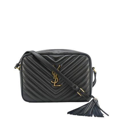 YVES SAINT LAURENT Lou Medium Quilted Leather Camera Crossbody Bag Black