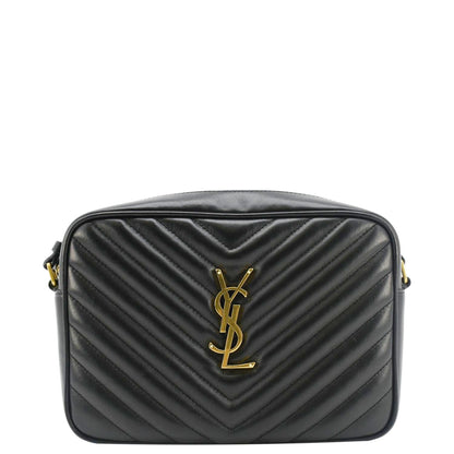 YVES SAINT LAURENT Lou Medium Quilted Leather Camera Crossbody Bag Black