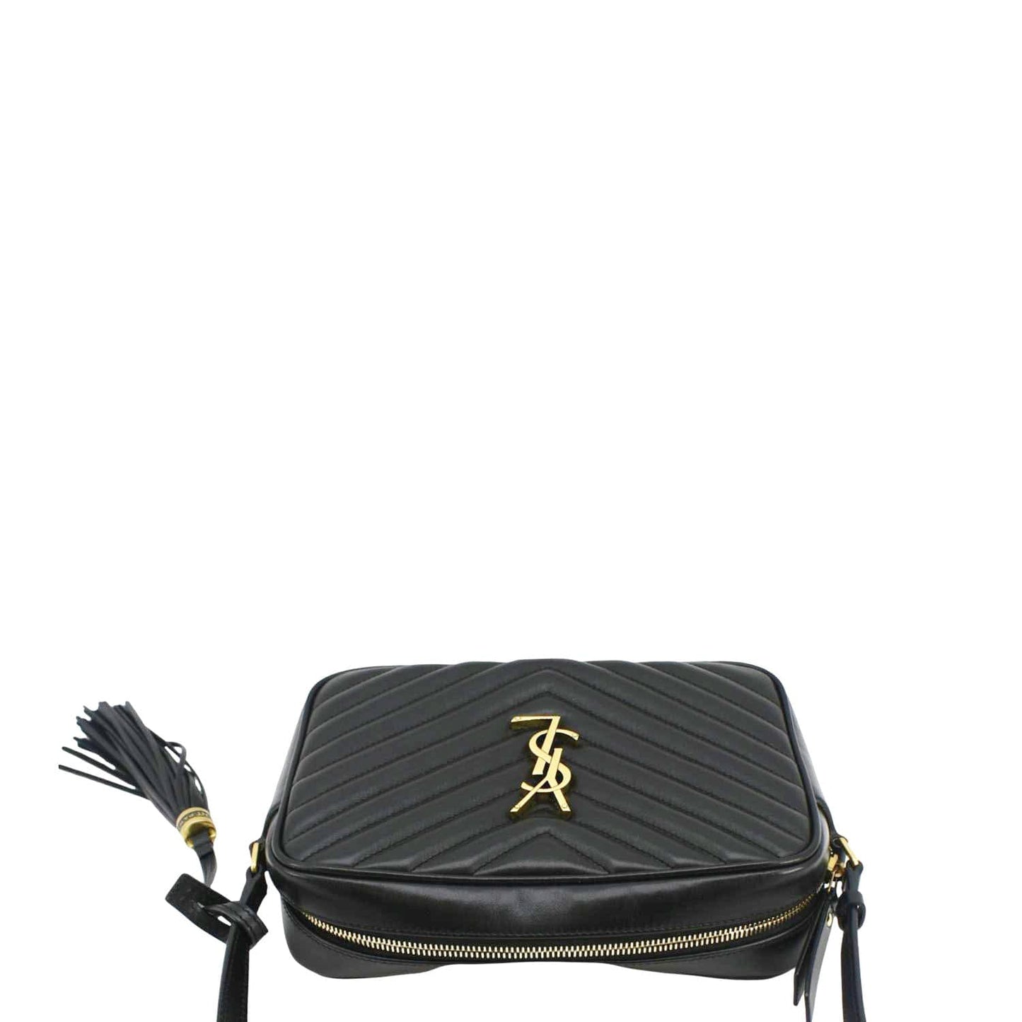 YVES SAINT LAURENT Lou Medium Quilted Leather Camera Crossbody Bag Black