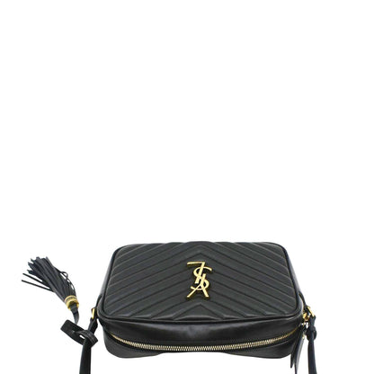 YVES SAINT LAURENT Lou Medium Quilted Leather Camera Crossbody Bag Black