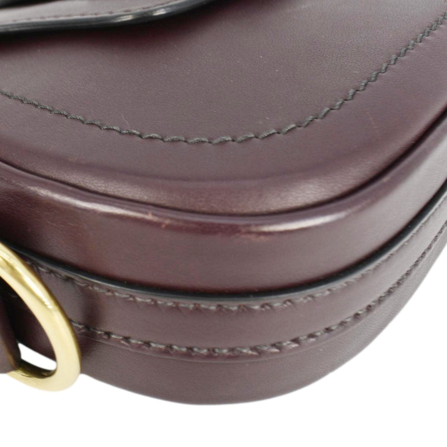 CHRISTIAN DIOR D Fence Calfskin Leather Saddle Bag Purple