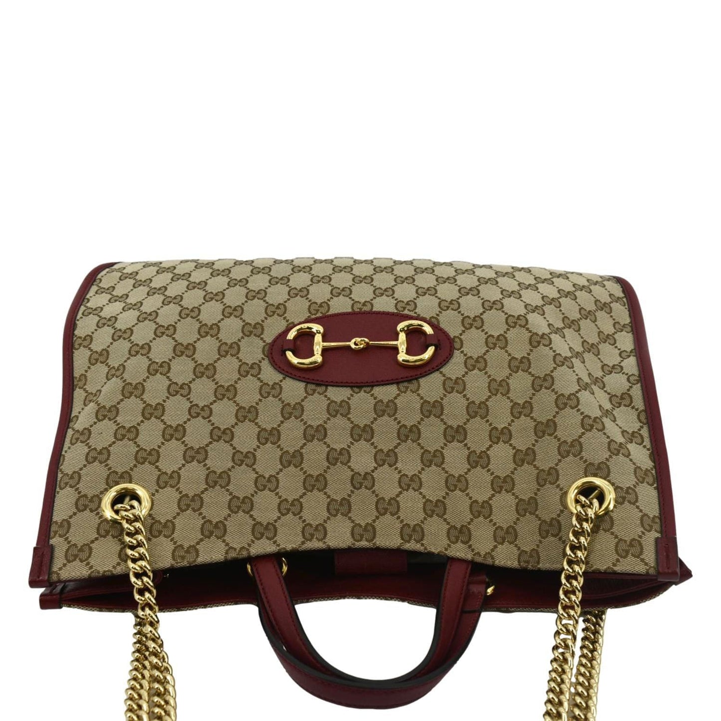 GUCCI Large Horsebit 1955 GG Supreme Canvas Shoulder Bag Red 623695